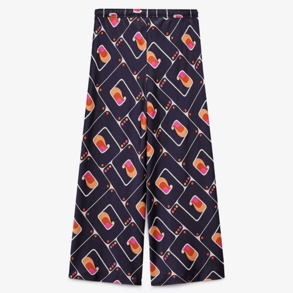 Zara Geometic Print Elastic Waistband Trouser Pant
